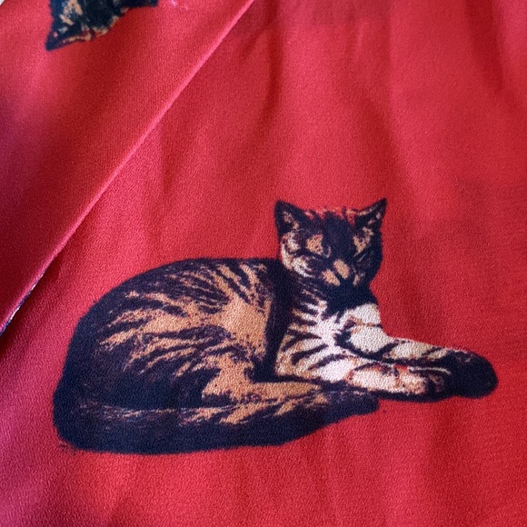 Mod Cloth lapel collar Kitty Cat sleeveless blouse - Picture 7 of 12